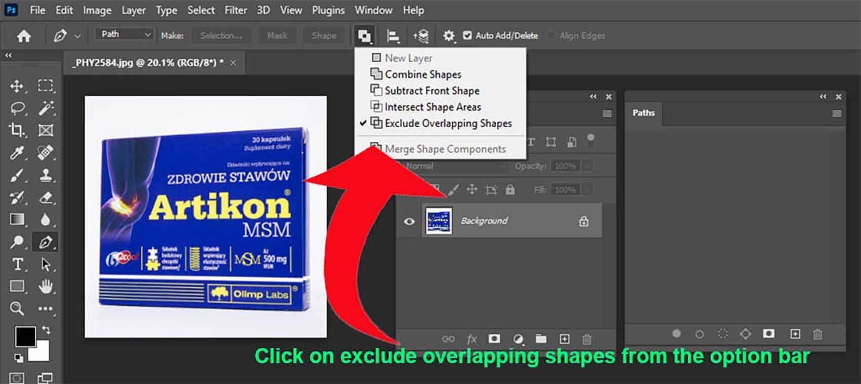 Exclude overlapping shape