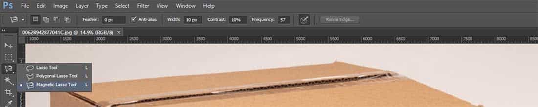 Magnetic lasso tool option bar